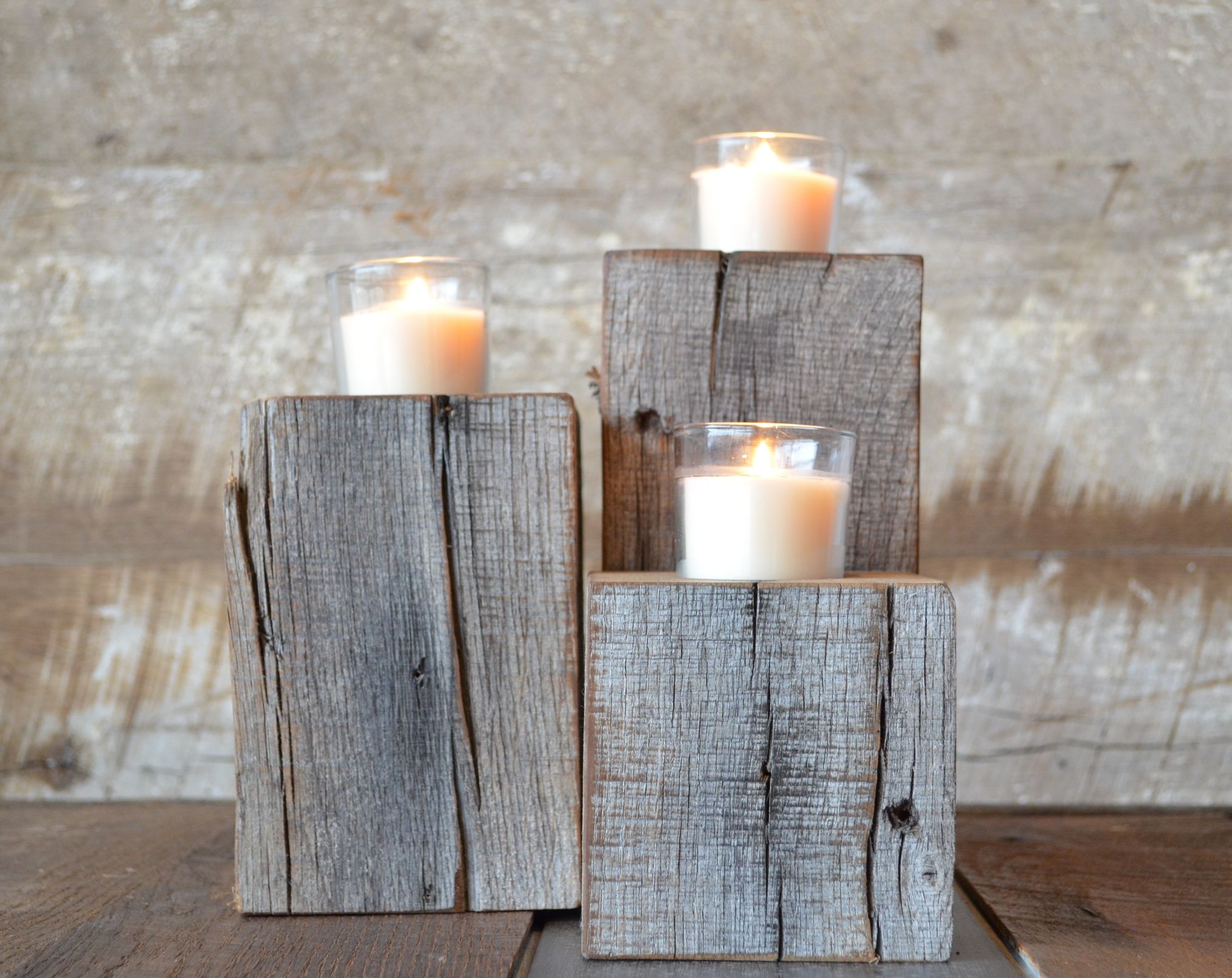 Reclaimed Wood Candle Holders